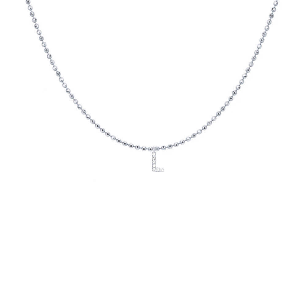 EF Collection Diamond Initial Charm in White gold