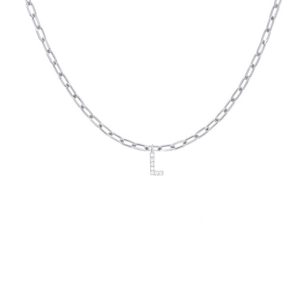 EF Collection Diamond Initial Charm in White gold