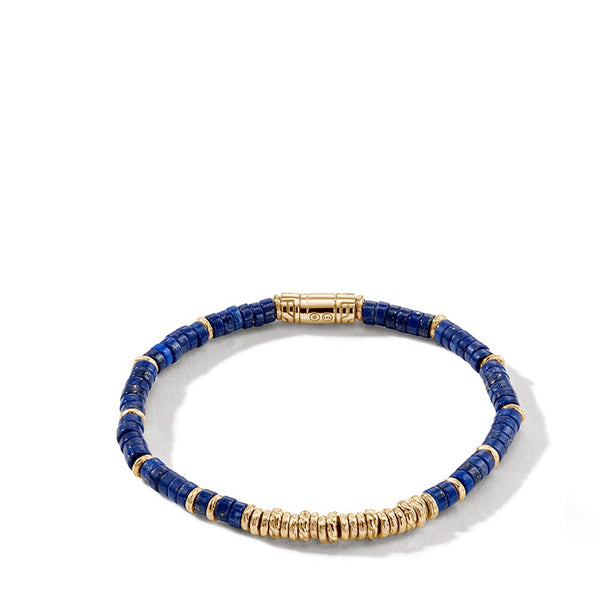 John Hardy Lapis Heishi Bead Gold Bracelet | BUGGS900984LPZX