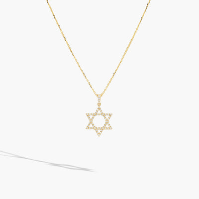 Yellow Gold Diamond Star of David Necklace - 0.45ctw - Private Label product