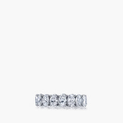 Larger oval diamond eternity band in platinum, front view