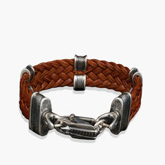 William Henry Tilt Brown Woven Leather Bracelet