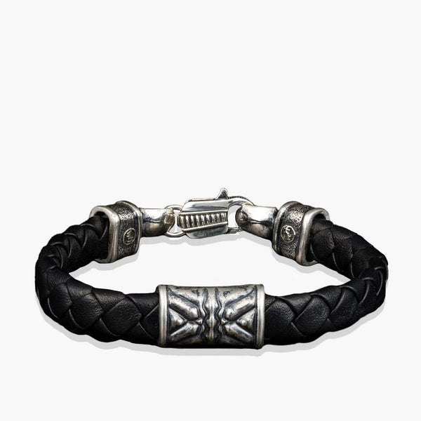 William Henry Thunderbloom Black Leather Bracelet