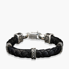 William Henry Norn Black Braided Leather Bracelet