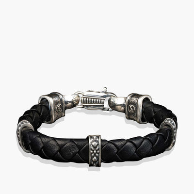 William Henry Norn Black Braided Leather Bracelet - William Henry product