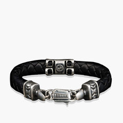 William Henry Norn Black Braided Leather Bracelet