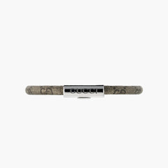 Gucci Trademark Silver and Beige GG Supreme Leather Bracelet