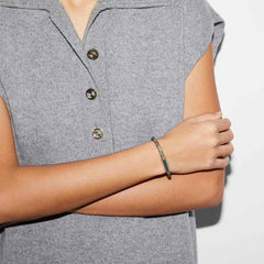 Gucci Trademark Silver and Beige GG Supreme Leather Bracelet