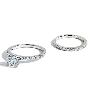 1.50 Carat  Lab Grown Diamond Round Pave Engagement Set - Private Label product