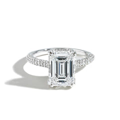 4 Carat Lab Grown Emerald Cut Engagement Ring with Pave
