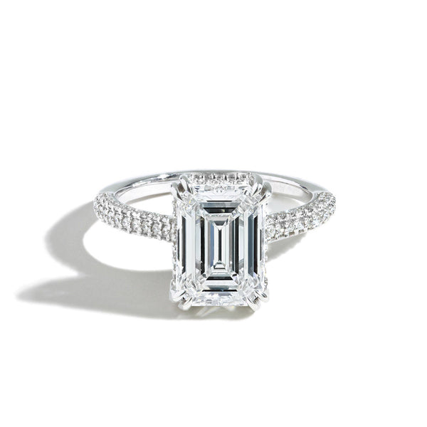 4 Carat Lab Grown Emerald Cut Engagement Ring with Pave