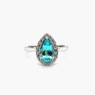 Private Label Pear Shaped Paraiba Ring in 18K White Gold - Private Label product