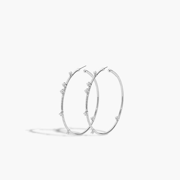 Mattia Cielo Rugiada Diamanti 18K White Gold Diamond Hoop Earrings