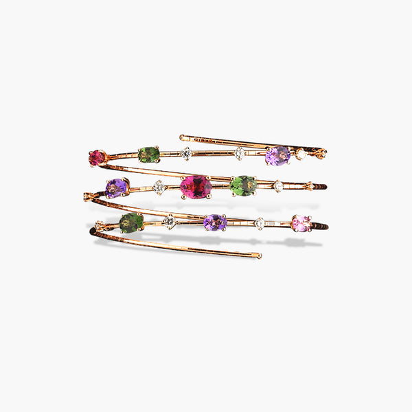 Mattia Cielo Rugiada Pietre Mixed Gemstone and Diamond 3-Row Bracelet