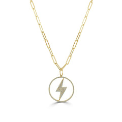 Diamond Lightning Bolt Pendant Paperclip Necklace