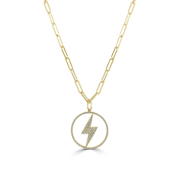 Diamond Lightning Bolt Pendant Paperclip Necklace