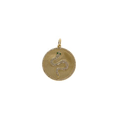 Diamond and Tsavorite Snake Disc Pendant Paperclip Necklace
