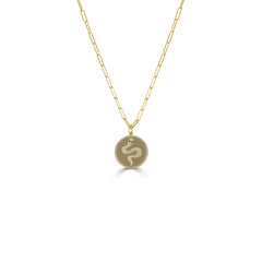 Diamond and Tsavorite Snake Disc Pendant Paperclip Necklace