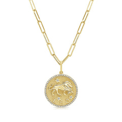 Diamond Leo Zodiac Pendant