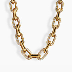 24 Carat Diamond Pave Gold Oval Link Necklace