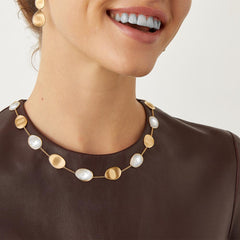 Marco Bicego Lunaria Short Yellow Gold & Mother of Pearl Station Necklace