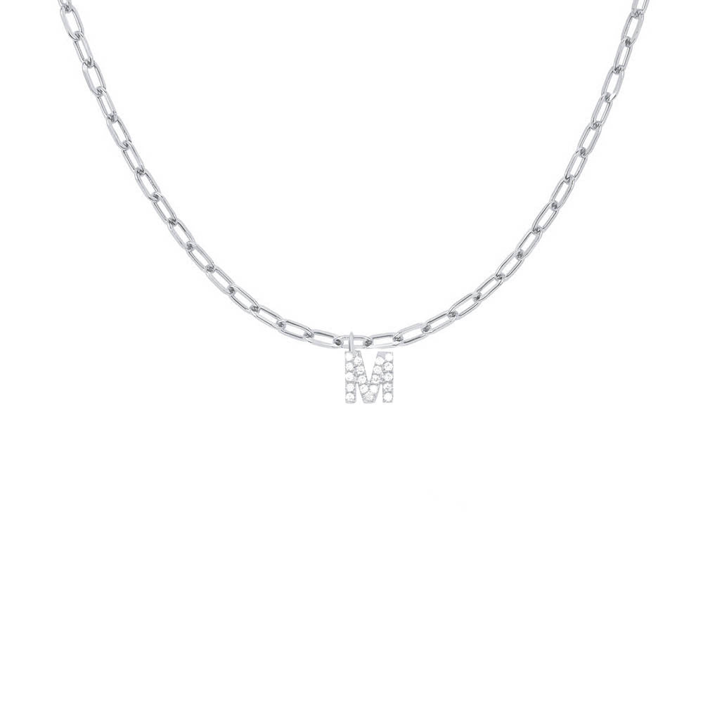 EF Collection Diamond Initial Charm in White gold