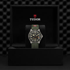 TUDOR Pelagos FXD Zulu Time GMT Watch with Green Fabric Strap