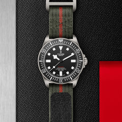 TUDOR Pelagos FXD Titanium 42mm watch with Forest Green Strap