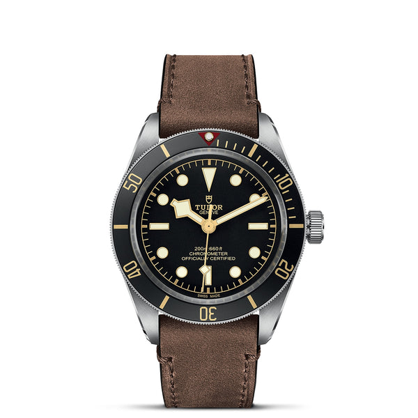 TUDOR Black Bay 58, Steel and Gold, Black Dial, Leather Strap