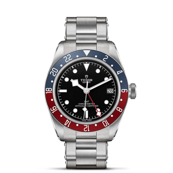 TUDOR Black Bay GMT, Blue and Red, Black Dial, Bracelet, M79830RB