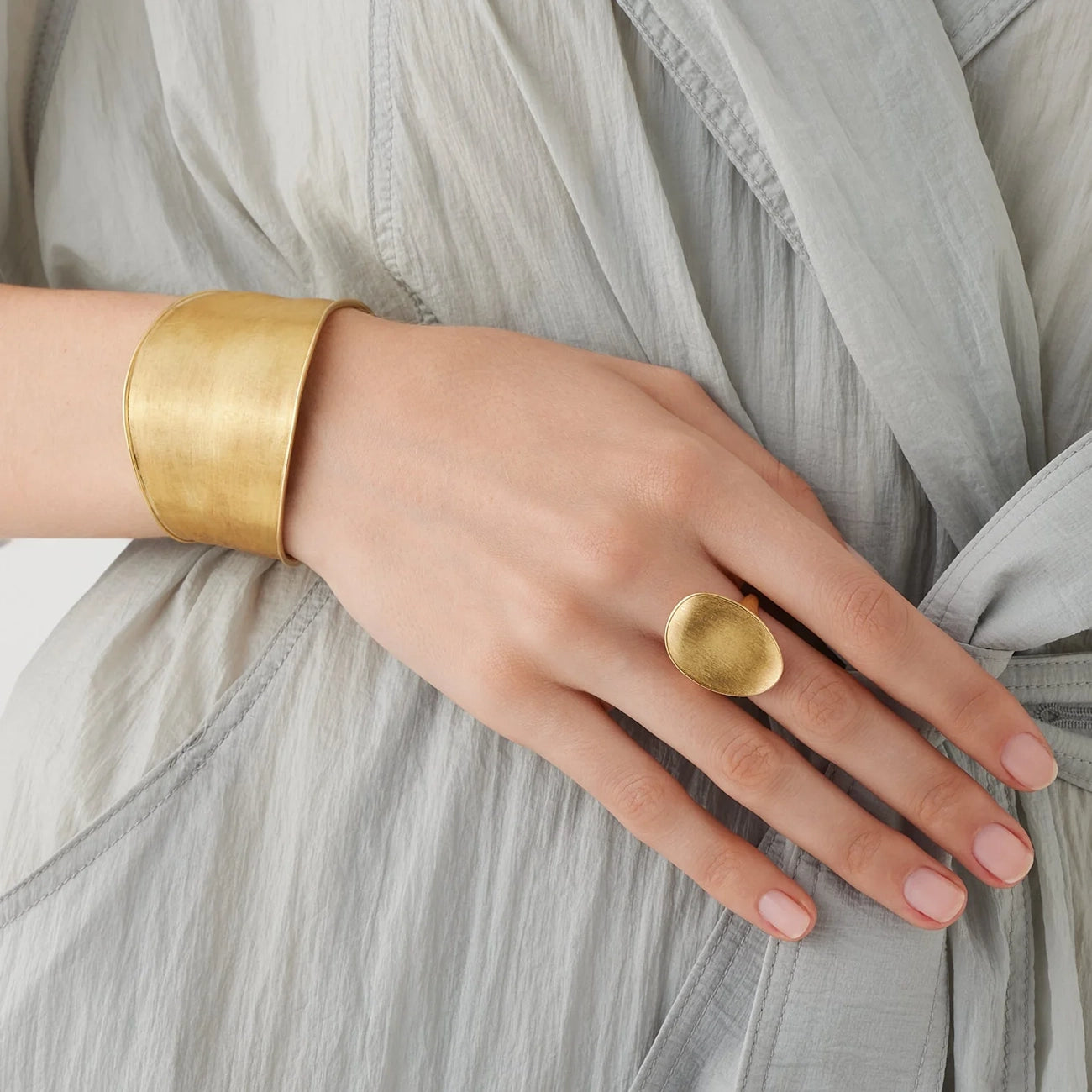 Marco Bicego Lunaria 18K Yellow Gold Cuff on a woman