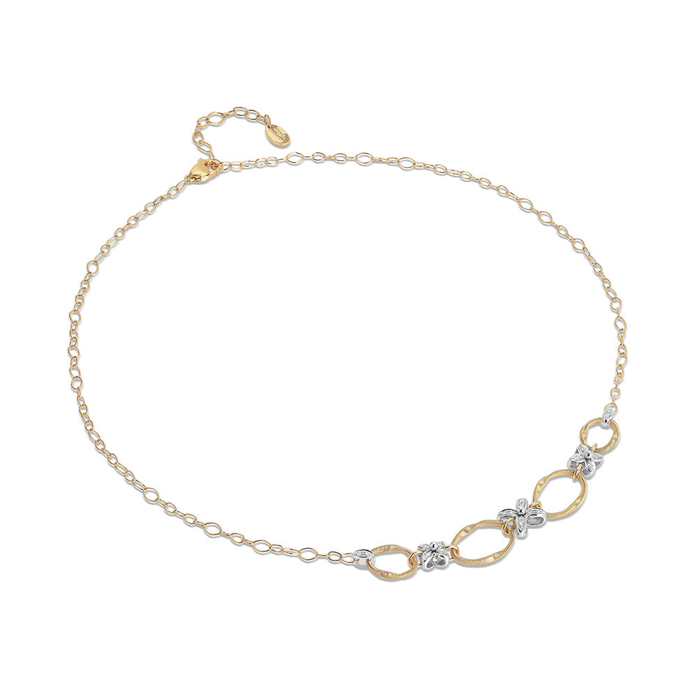 Marco Bicego Marrakech Onde Three Diamond Flower Link Necklace