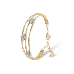 Marco Bicego Marrakech Onde Three Row Diamond Flower Cuff Bracelet