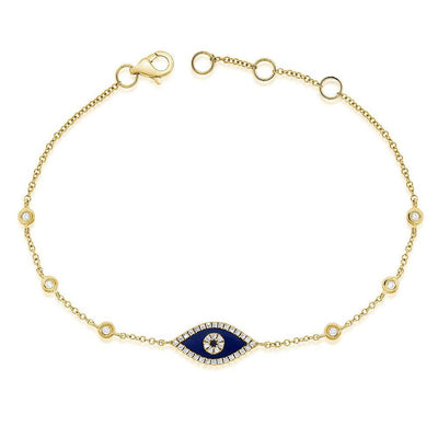 Lapis and Diamond Evil Eye Bracelet - Private Label product