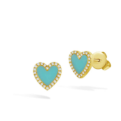 Turquoise Heart Earrings with Diamonds - Private Label product