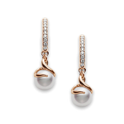 Mikimoto Akoya 7mm Pearls & Diamond Rose Gold Twist Earrings - Mikimoto product