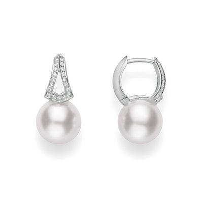Mikimoto Classic White Gold Akoya Pearl Diamond Earrings - Mikimoto product