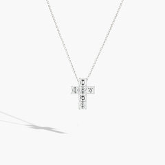 White Gold Asscher Diamond Cross Necklace - 1.83ctw