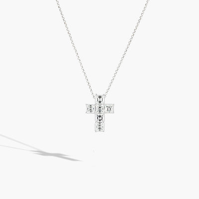 White Gold Asscher Diamond Cross Necklace - 1.83ctw - Private Label product