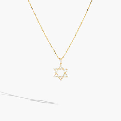 Yellow Gold Diamond Star of David Necklace - 0.25ctw - Private Label product