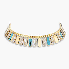 Messika Move Iconica Diamond and Turquoise Necklace in 18K Yellow Gold