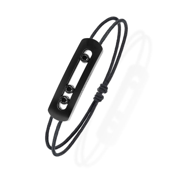 Messika Mens Move Black Diamond and Black Titanium Cord Bracelet