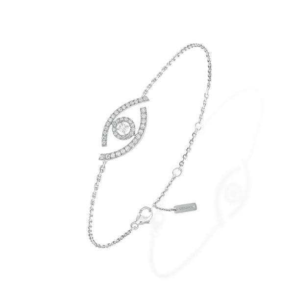 Messika Lucky Evil Eye Pavé Diamond Chain Bracelet in White Gold
