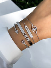 Messika Lucky Evil Eye Pavé Diamond Chain Bracelet in White Gold