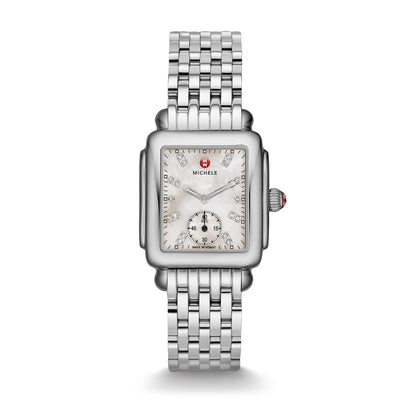 Michele Deco Mid Mother of Pearl Diamond Dial Steel Watch - Michele product