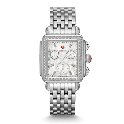 Michele Deco Stainless Steel White Mother of Pearl & Diamond Dial Watch - Michele product