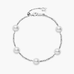 Mikimoto Akoya 18k white gold pearl bracelet with five cultured pearls