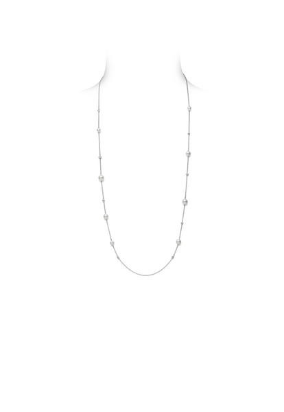 Mikimoto Pearl and Diamond Station Necklace