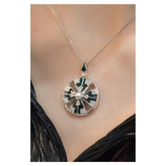 Mikimoto White Gold Akoya Pearl & Diamond Yaguruma Pendant Necklace