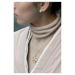 Mikimoto Yellow Gold Akoya Pearl & Diamond Yaguruma Pendant Necklace